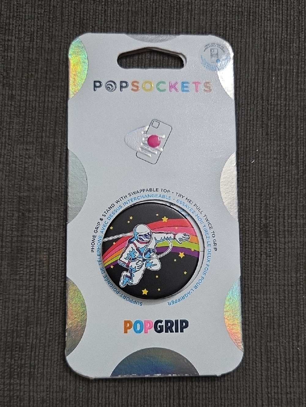 PopSocket PopGrip Astronaut Phone Grip - Black with Rainbow Accent